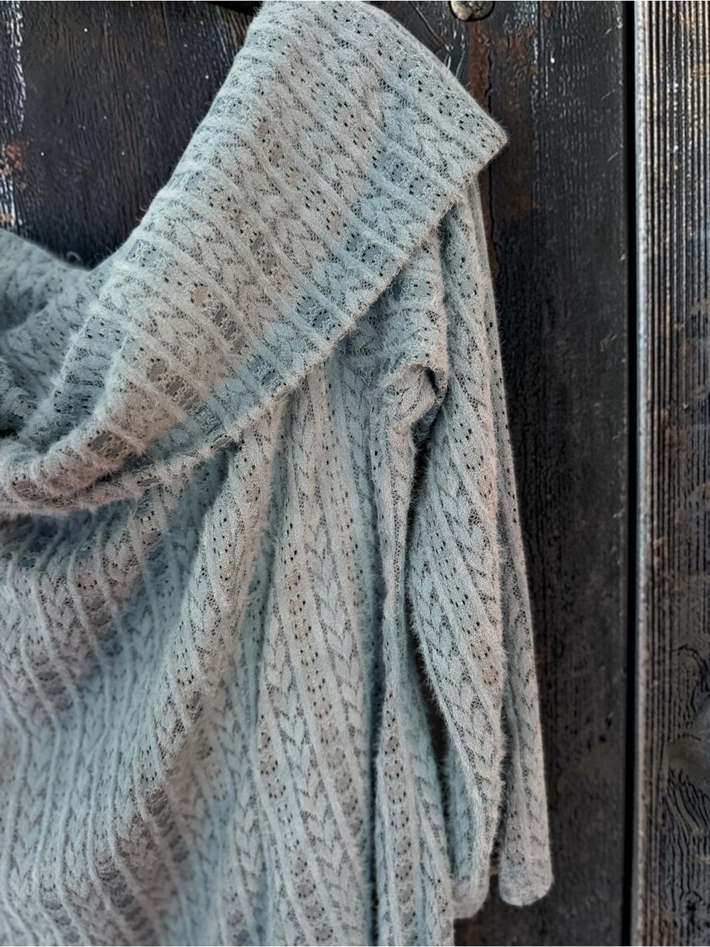 Fashion Nova NWT Eyelash Knit Sweater Dress 1XL Light Blue Off Shoulder - Picture 4 of 9